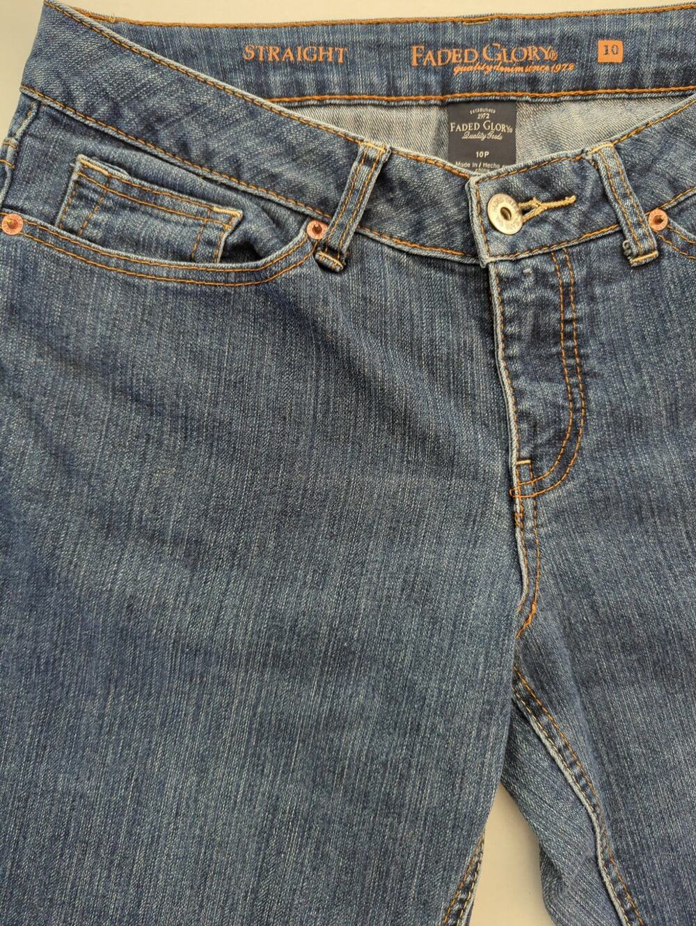 Faded Glory 5 Pocket Denim Straight Leg Jeans Women's Size 10P Inseam 29